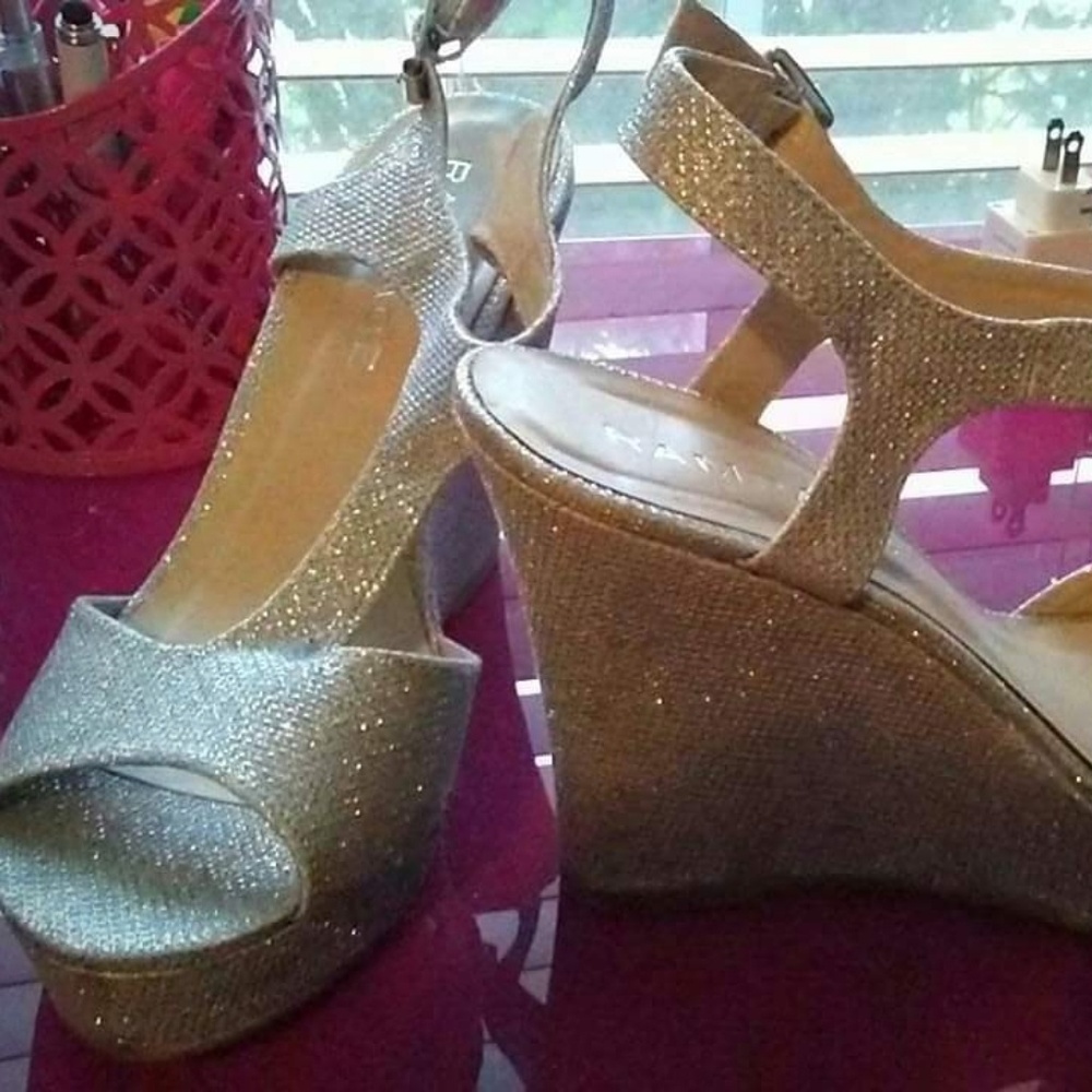 Beautiful silver sparkling wedges